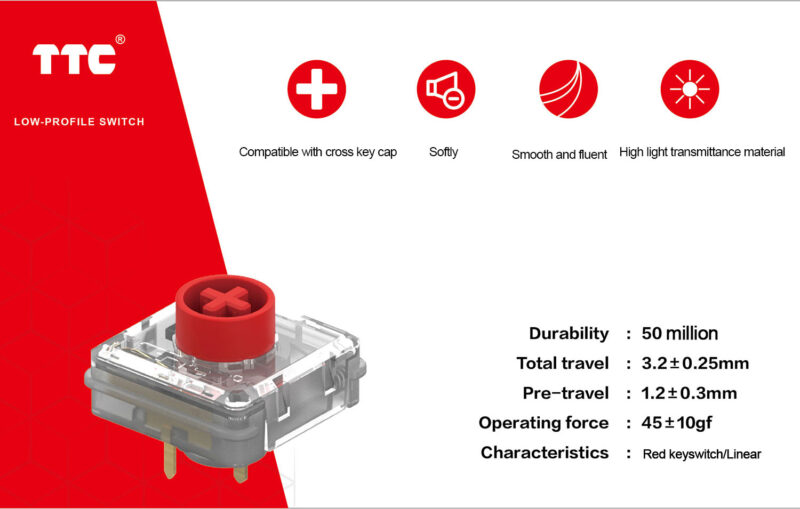 TTC Low Profile Red Switch (Linear) (Pack of 10) - Image 2