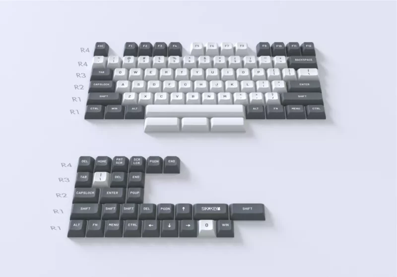 Sikakeyb Doubleshot PBT Keycaps (Two-Tone White and Grey)