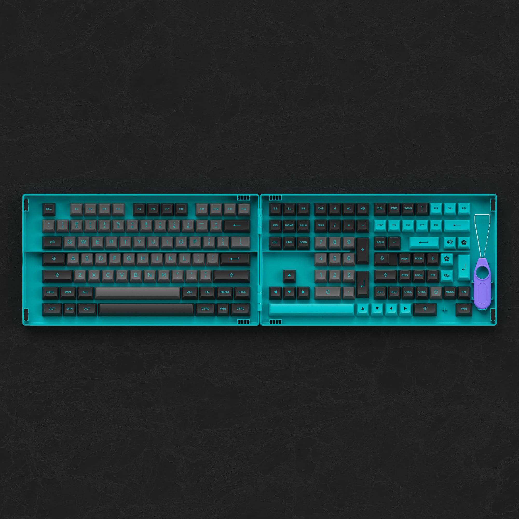 Akko Black and Cyan Keycap Set (ASA Profile) - StacksKB