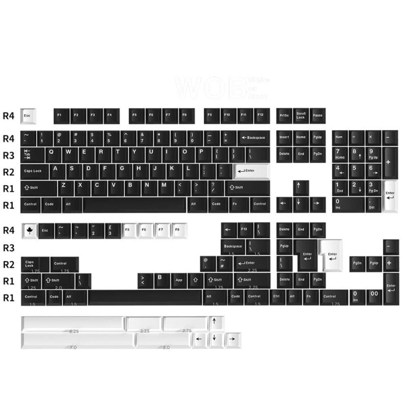 DaYe White on Black Double Shot ABS Cherry Profile Keycaps