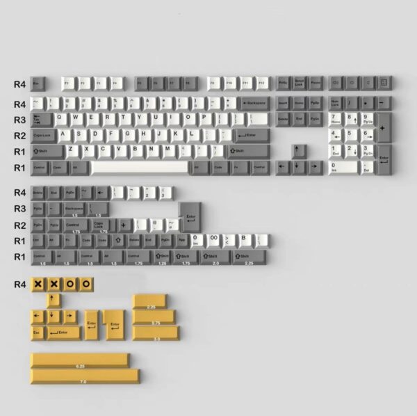 DaYe White Grey and Yellow Double Shot ABS Cherry Profile Keycaps