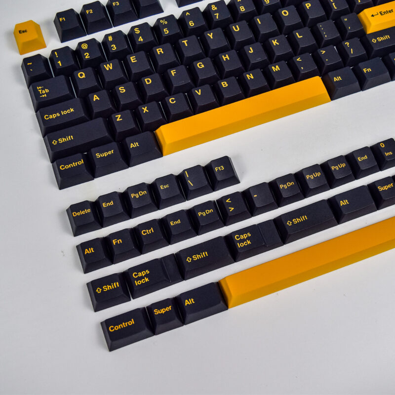 Aflion Black and Yellow Cherry Profile PBT Keycaps - Image 2