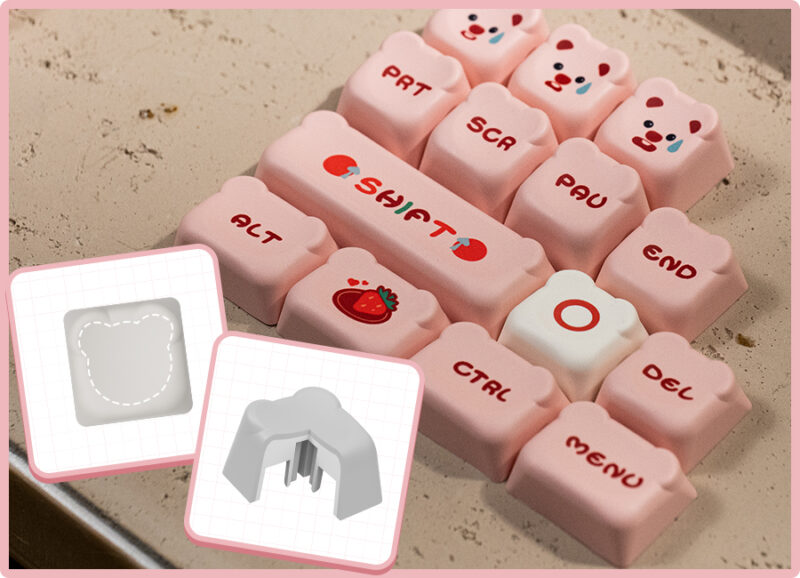 Dim Sum Bear Keycap Set (Bear Shaped OEM Profile) (122 key) - Image 2