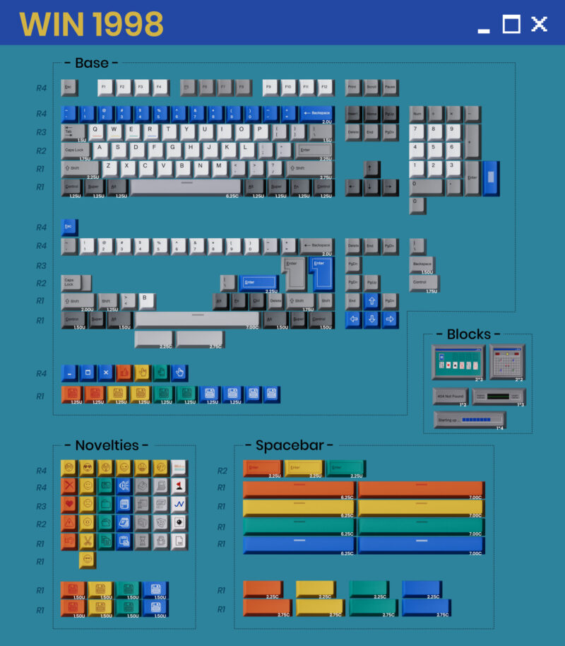 80Retros x Click Win 1998 Cherry Profile Keycap Set (228-Key) - Image 3